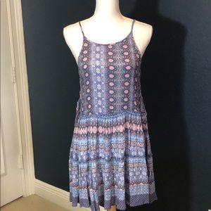 Aqua slip on mini Sundress, tie detail at sides